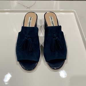 Ladies size 7.5 Karl Lagerfeld shoes . Navy or blue suede heels
